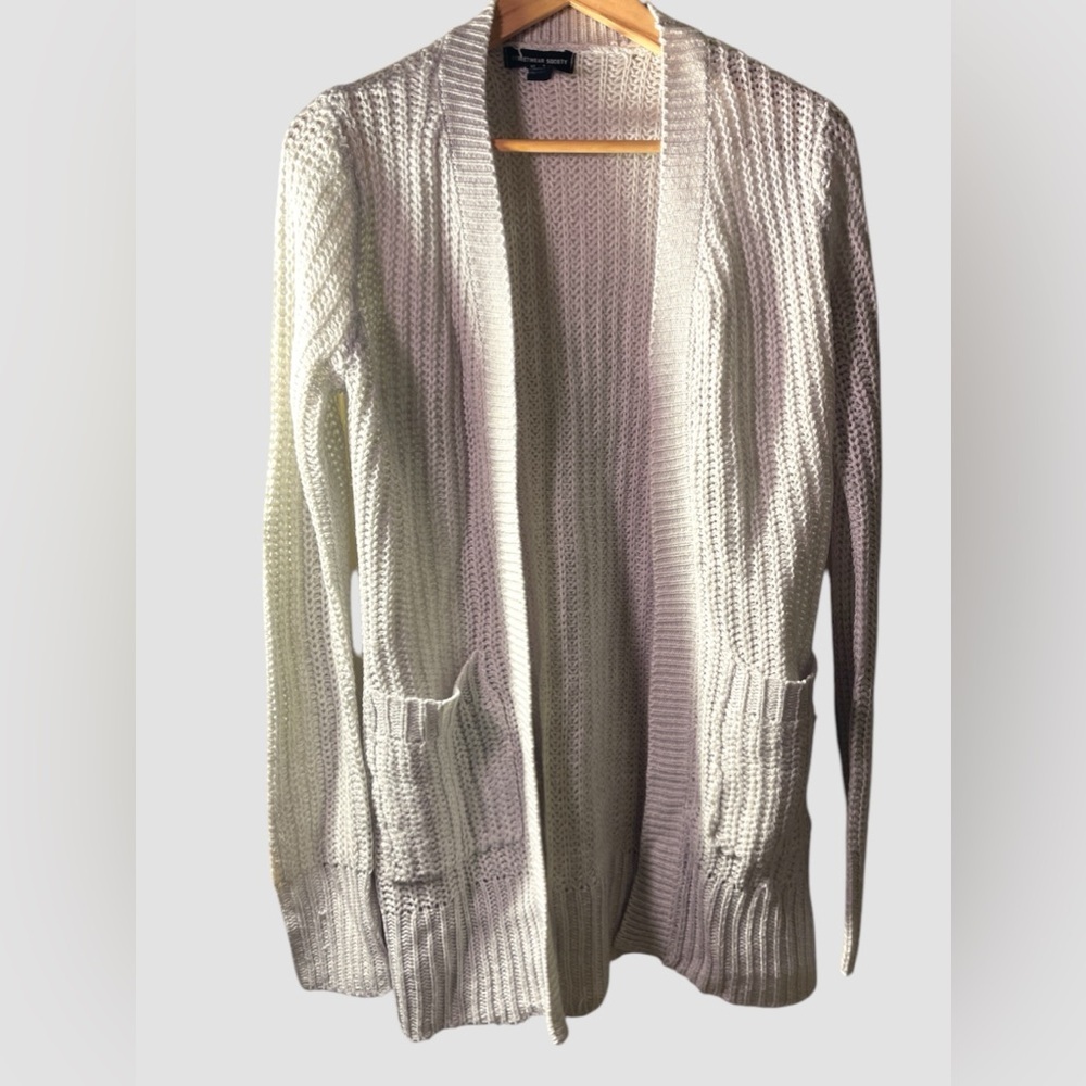 Streetwear Society Knit Open Front Cardigan With Pockets Gray Women’s Size S